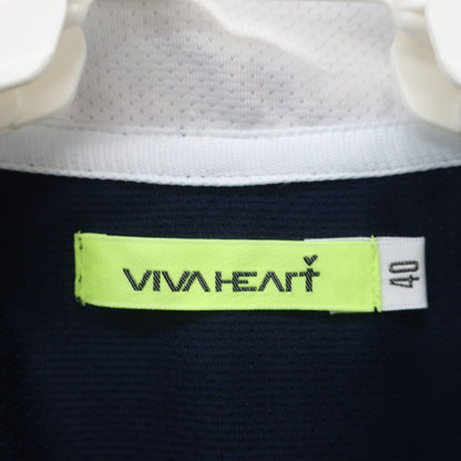 VIVA HEART(ビバハート) 半袖ハーフジップシャツ ネイビー白 レディース 40 A