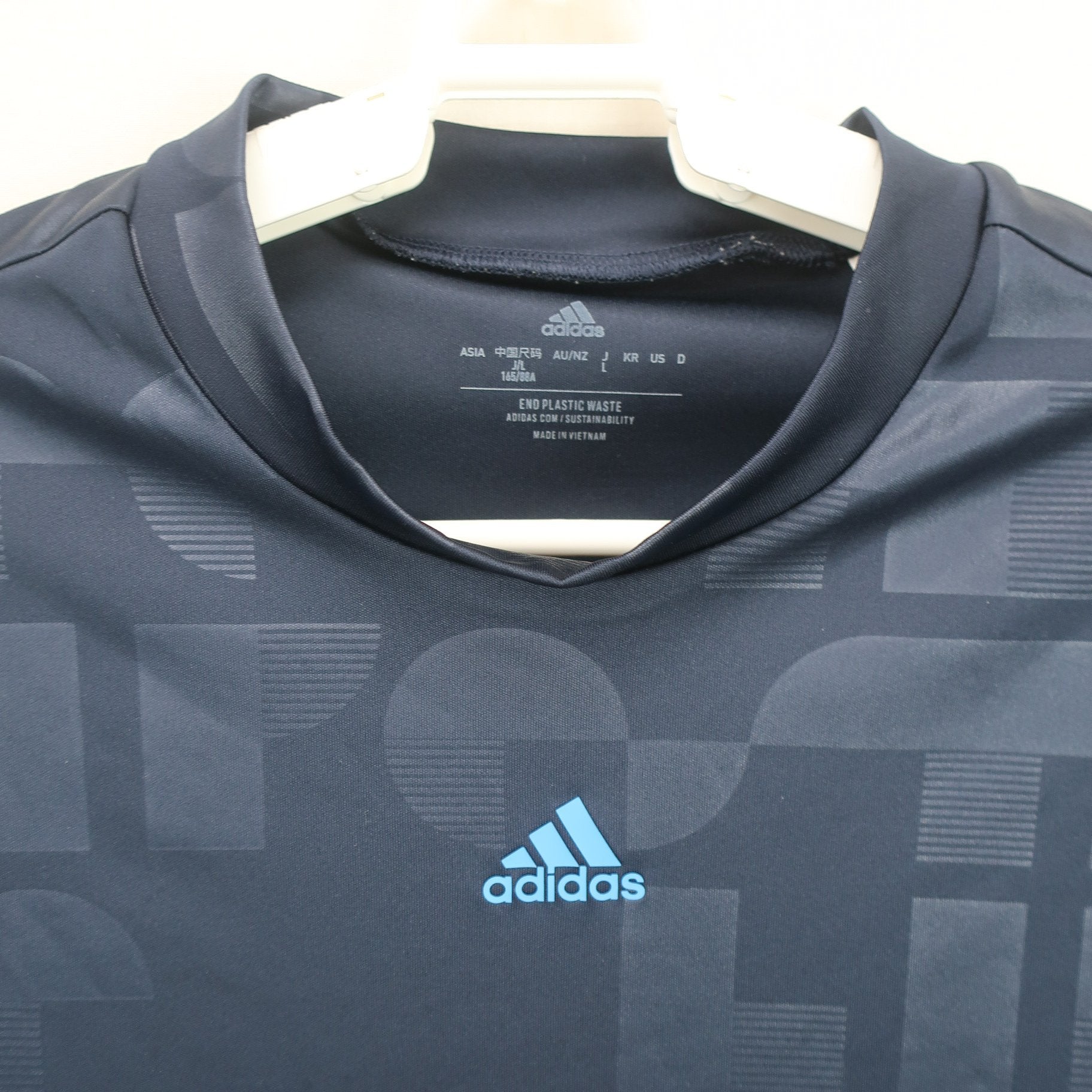 adidas(アディダス) 半袖モックネックシャツ ネイビー レディース L A