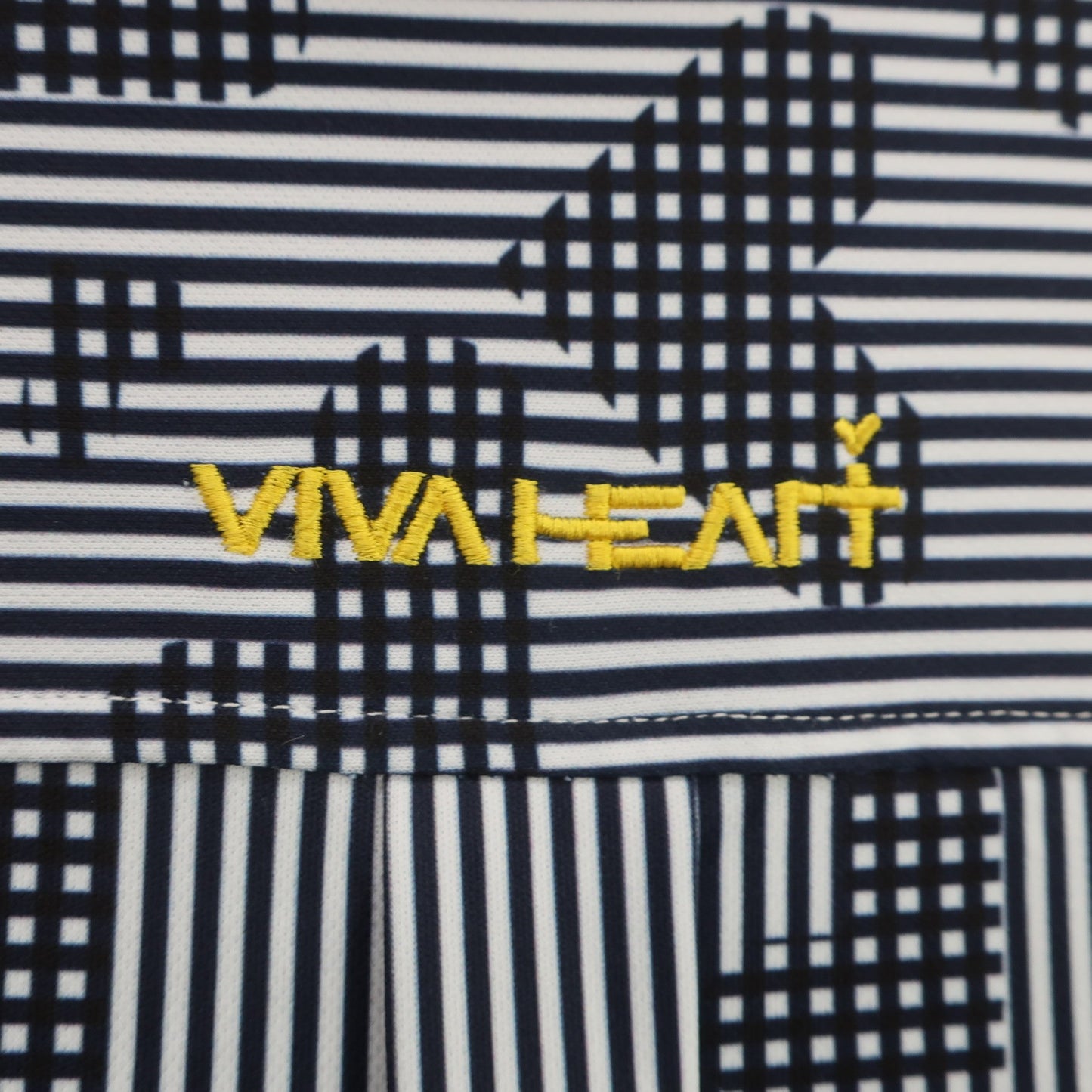 VIVA HEART(ビバハート) 長袖ポロシャツ 白黒ストライプ レディース 40 A