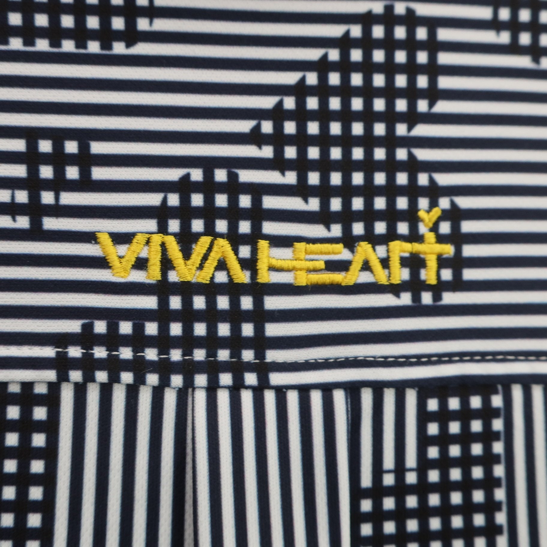 VIVA HEART(ビバハート) 長袖ポロシャツ 白黒ストライプ レディース 40 A