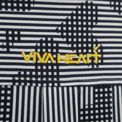 VIVA HEART(ビバハート) 長袖ポロシャツ 白黒ストライプ レディース 40 A