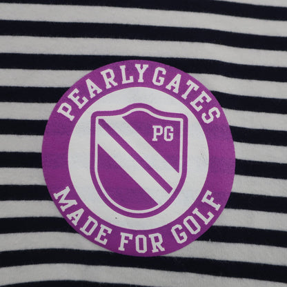 PEARLY GATES(パーリーゲイツ) ハイネックシャツ 白黒ボーダー メンズ 6 053-6166113 B