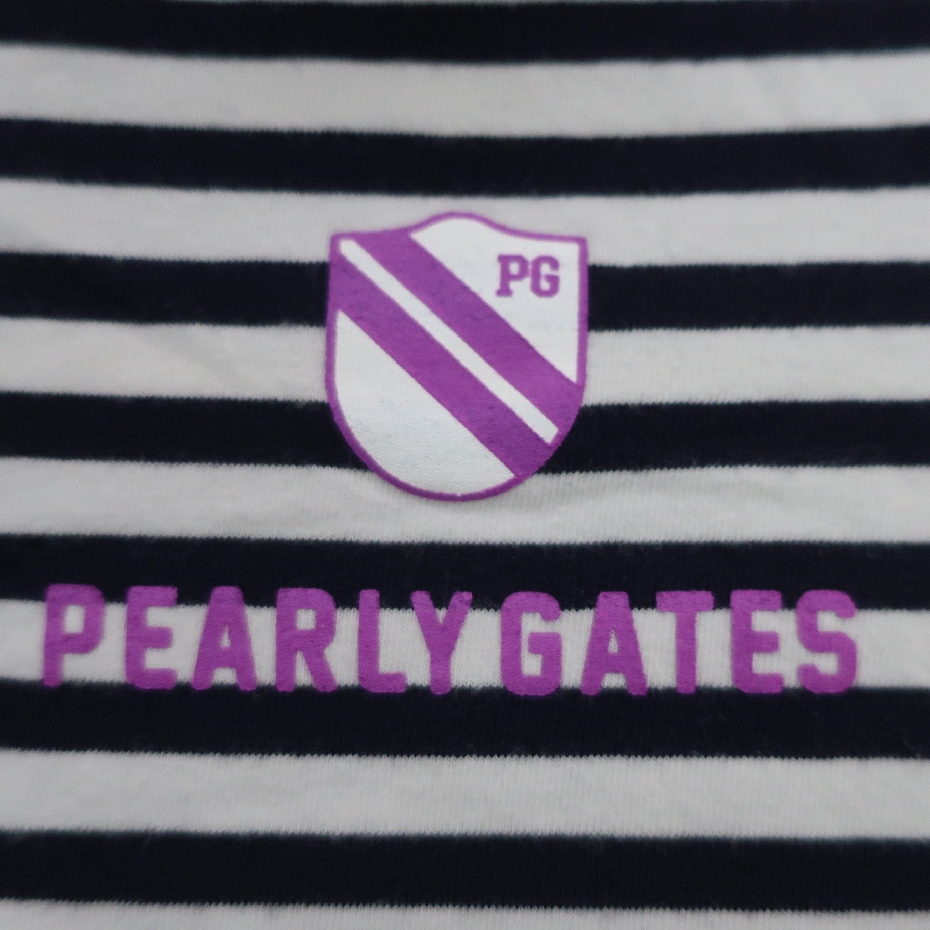 PEARLY GATES(パーリーゲイツ) ハイネックシャツ 白黒ボーダー メンズ 6 053-6166113 B
