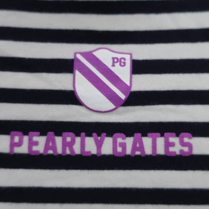 PEARLY GATES(パーリーゲイツ) ハイネックシャツ 白黒ボーダー メンズ 6 053-6166113 B