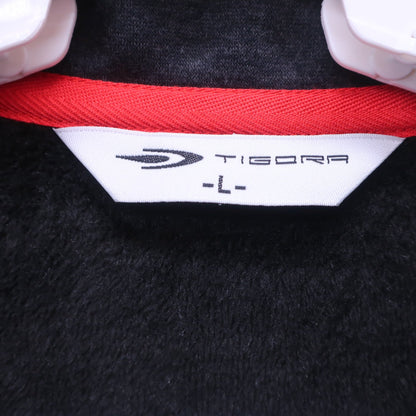 TIGORA(ティゴラ) 半袖ハーフジップワンピース 黒グレー レディース L A