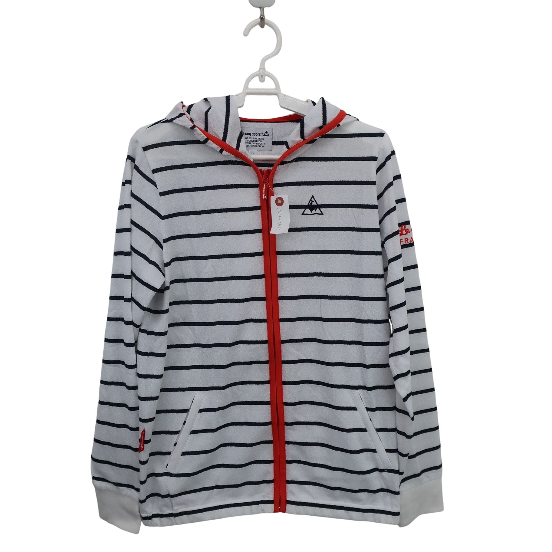 le coq sportif(ルコックスポルティフ) 薄手パーカー 白ネイビーボーダー レディース LL A