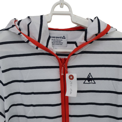 le coq sportif(ルコックスポルティフ) 薄手パーカー 白ネイビーボーダー レディース LL A