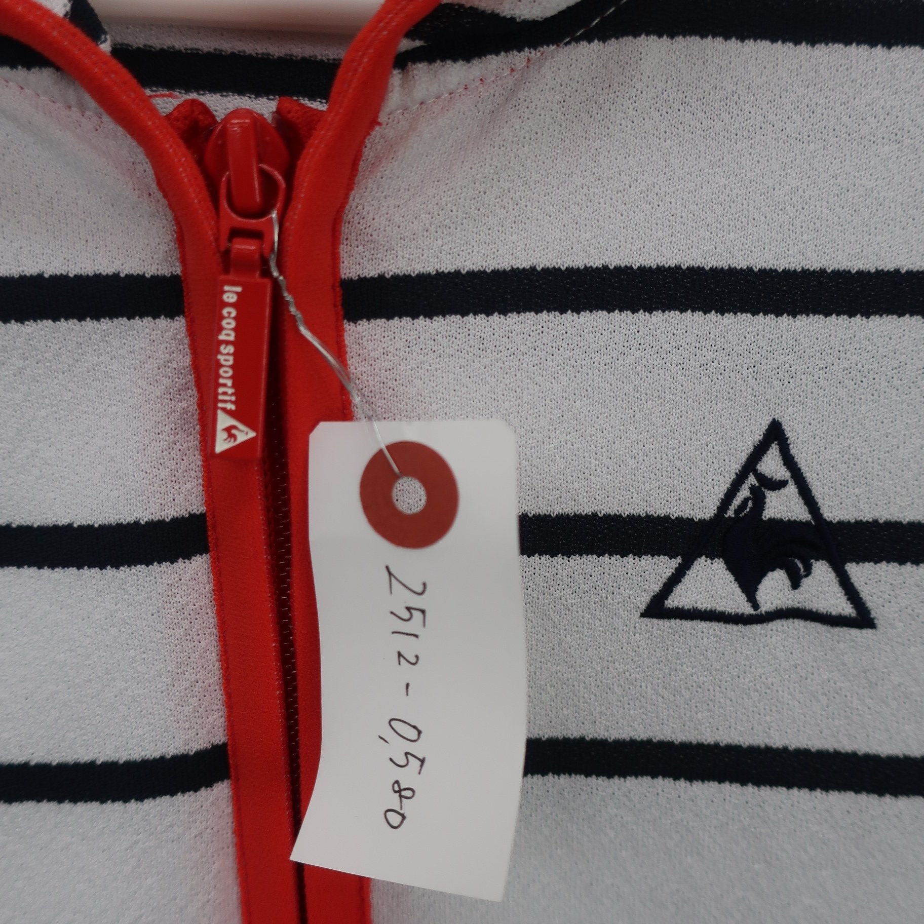 le coq sportif(ルコックスポルティフ) 薄手パーカー 白ネイビーボーダー レディース LL A
