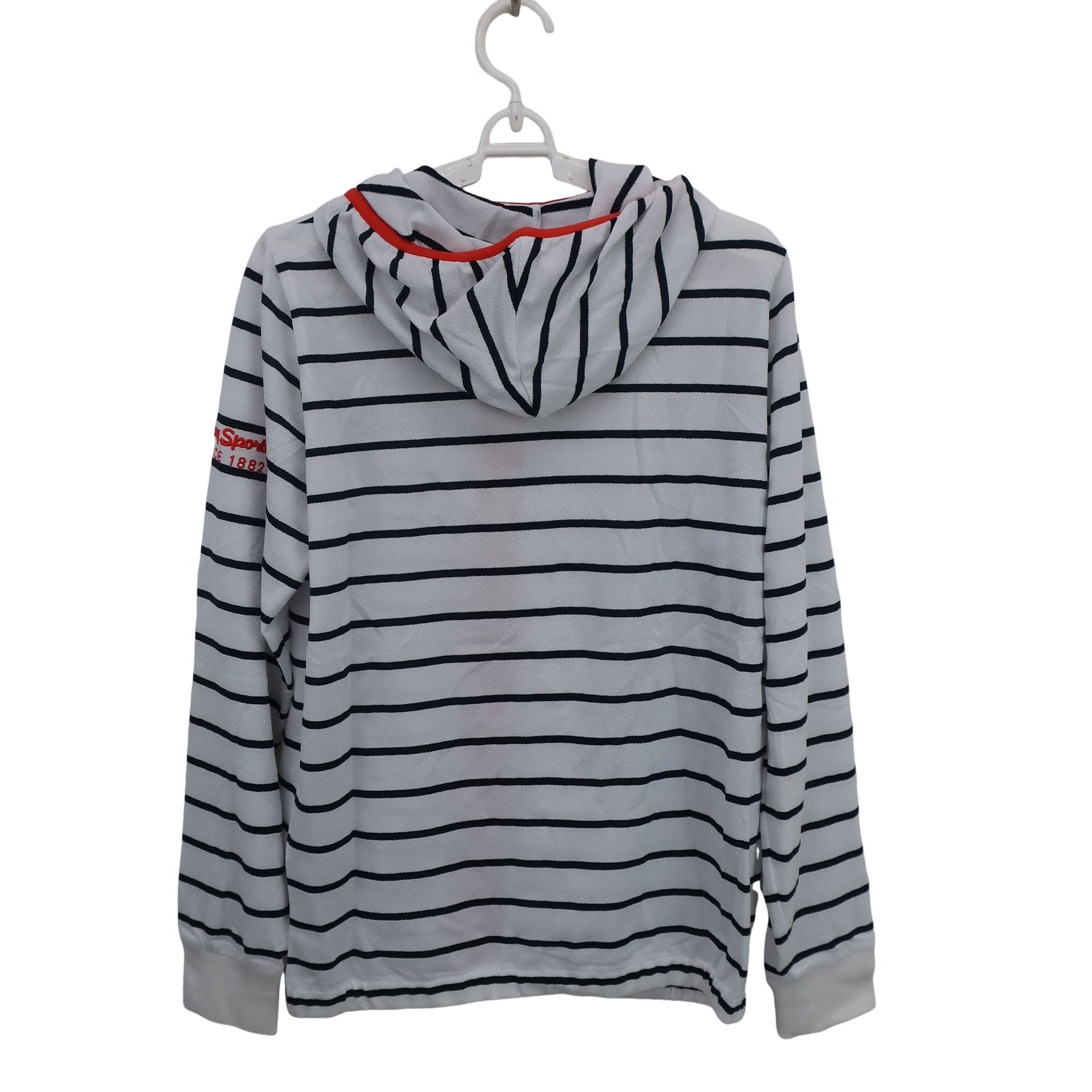 le coq sportif(ルコックスポルティフ) 薄手パーカー 白ネイビーボーダー レディース LL A