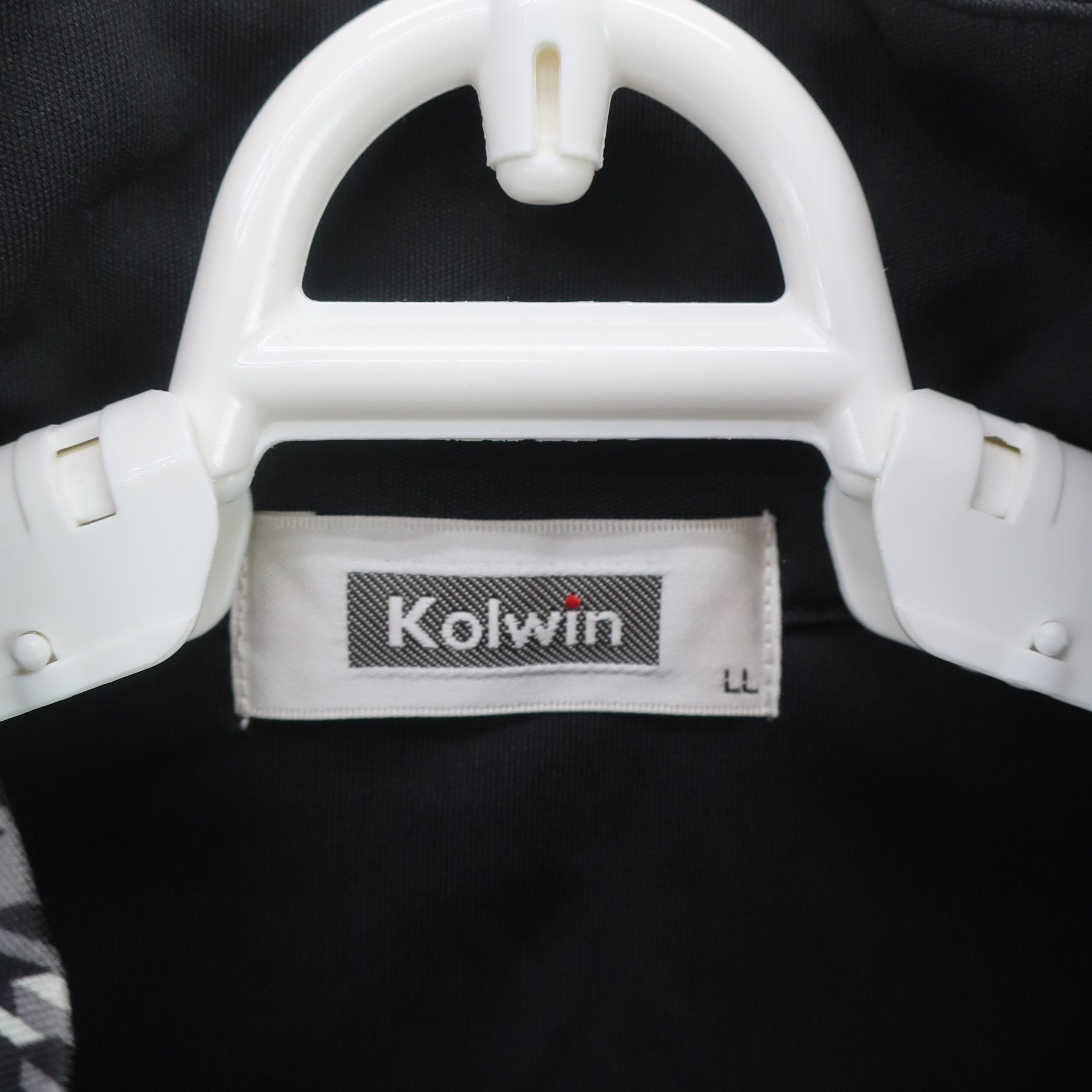 Kolwin(コルウィン) 半袖ハーフジップシャツ 黒系千鳥柄 レディース LL A