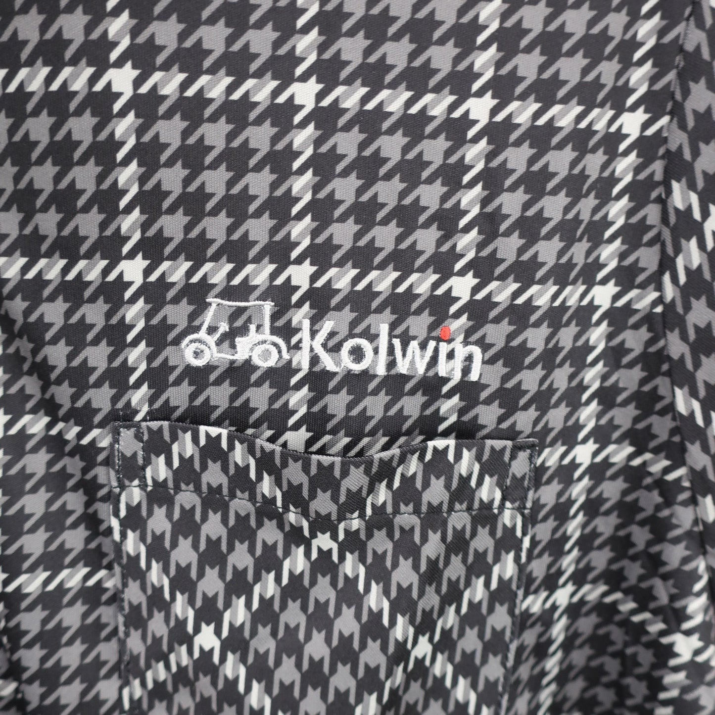 Kolwin(コルウィン) 半袖ハーフジップシャツ 黒系千鳥柄 レディース LL A