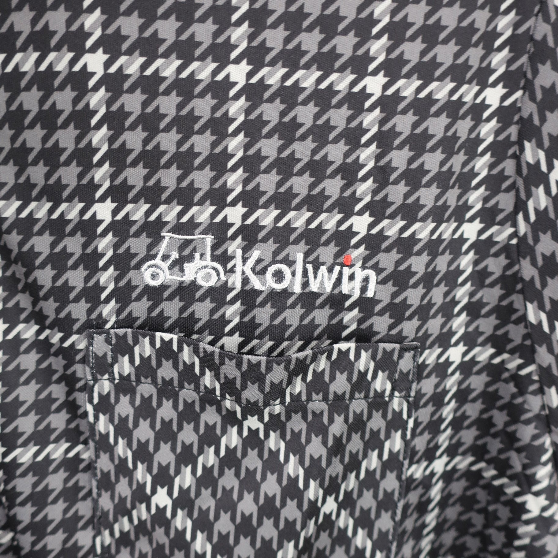 Kolwin(コルウィン) 半袖ハーフジップシャツ 黒系千鳥柄 レディース LL A