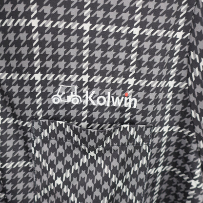 Kolwin(コルウィン) 半袖ハーフジップシャツ 黒系千鳥柄 レディース LL A