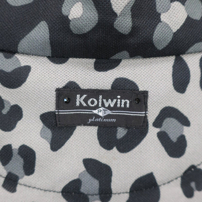 Kolwin(コルウィン) 半袖ハーフジップシャツ 黒系総柄 レディース LL A