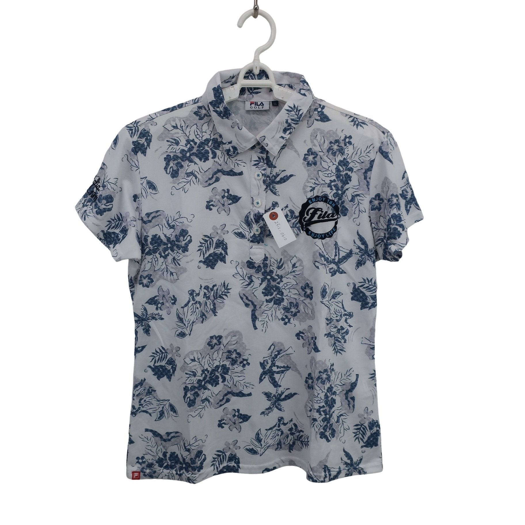 FILA GOLF(フィラゴルフ) ポロシャツ 白青花柄総柄 レディース LL A