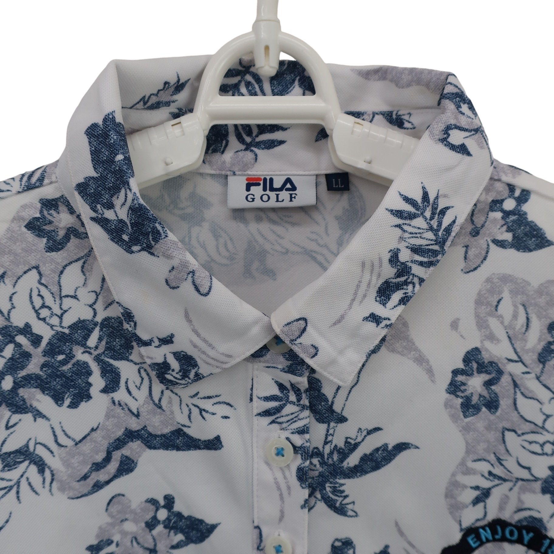 FILA GOLF(フィラゴルフ) ポロシャツ 白青花柄総柄 レディース LL A