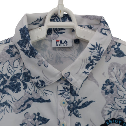 FILA GOLF(フィラゴルフ) ポロシャツ 白青花柄総柄 レディース LL A