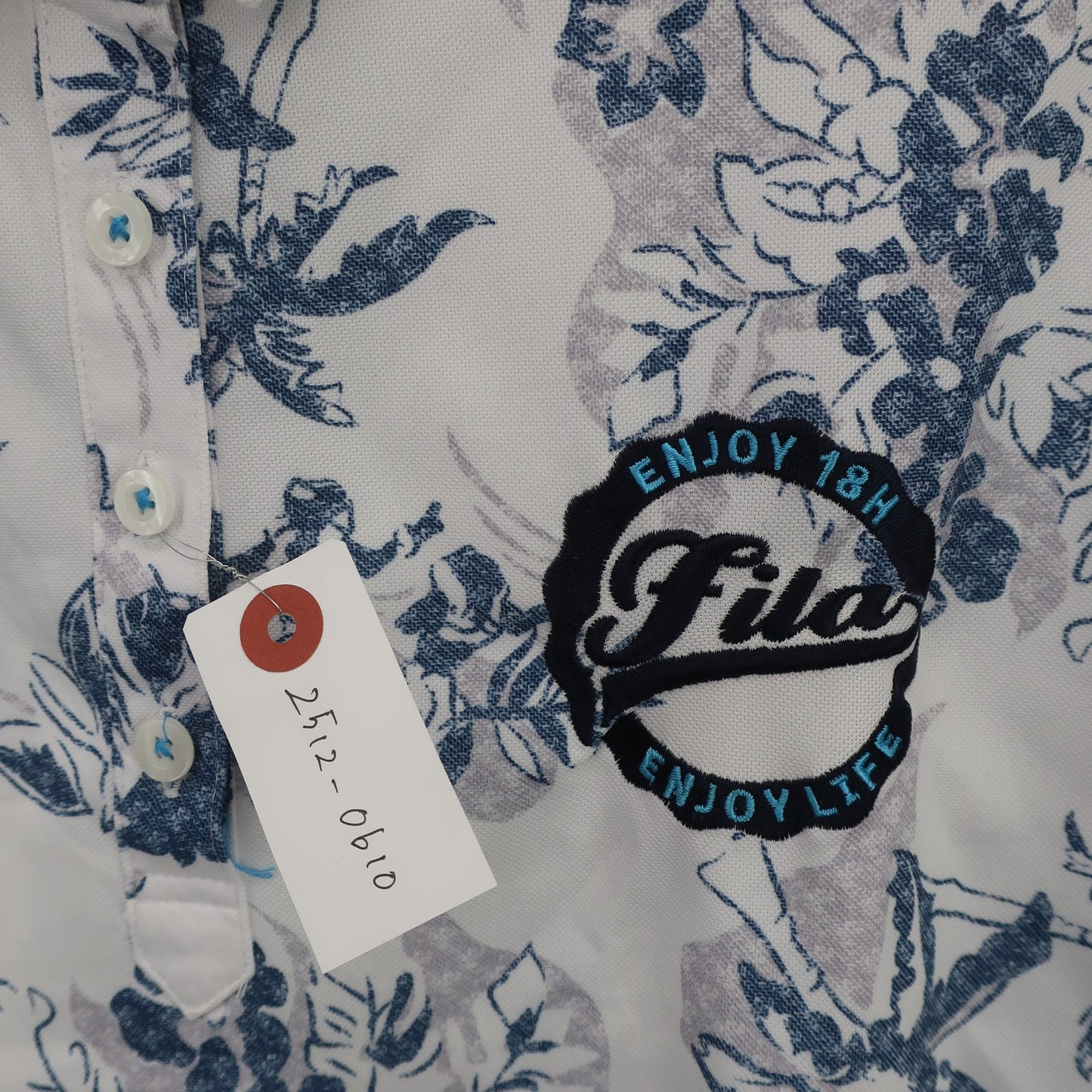 FILA GOLF(フィラゴルフ) ポロシャツ 白青花柄総柄 レディース LL A
