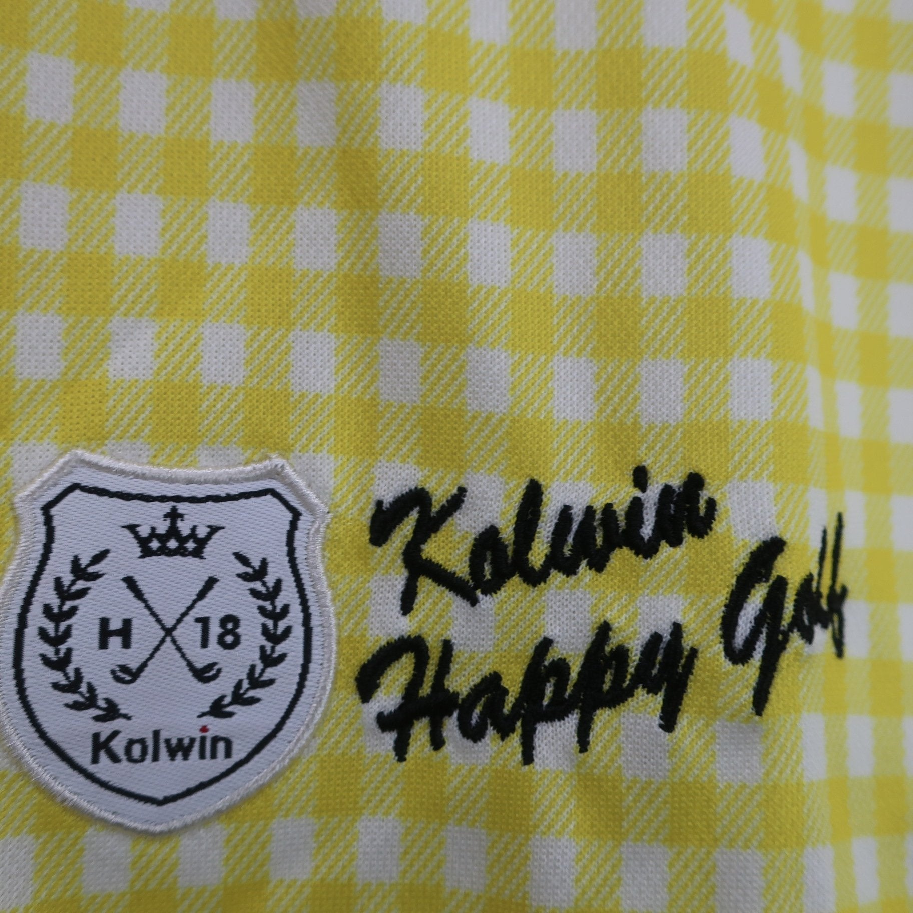 Kolwin(コルウィン) ポロシャツ 黄色白チェック レディース LL A