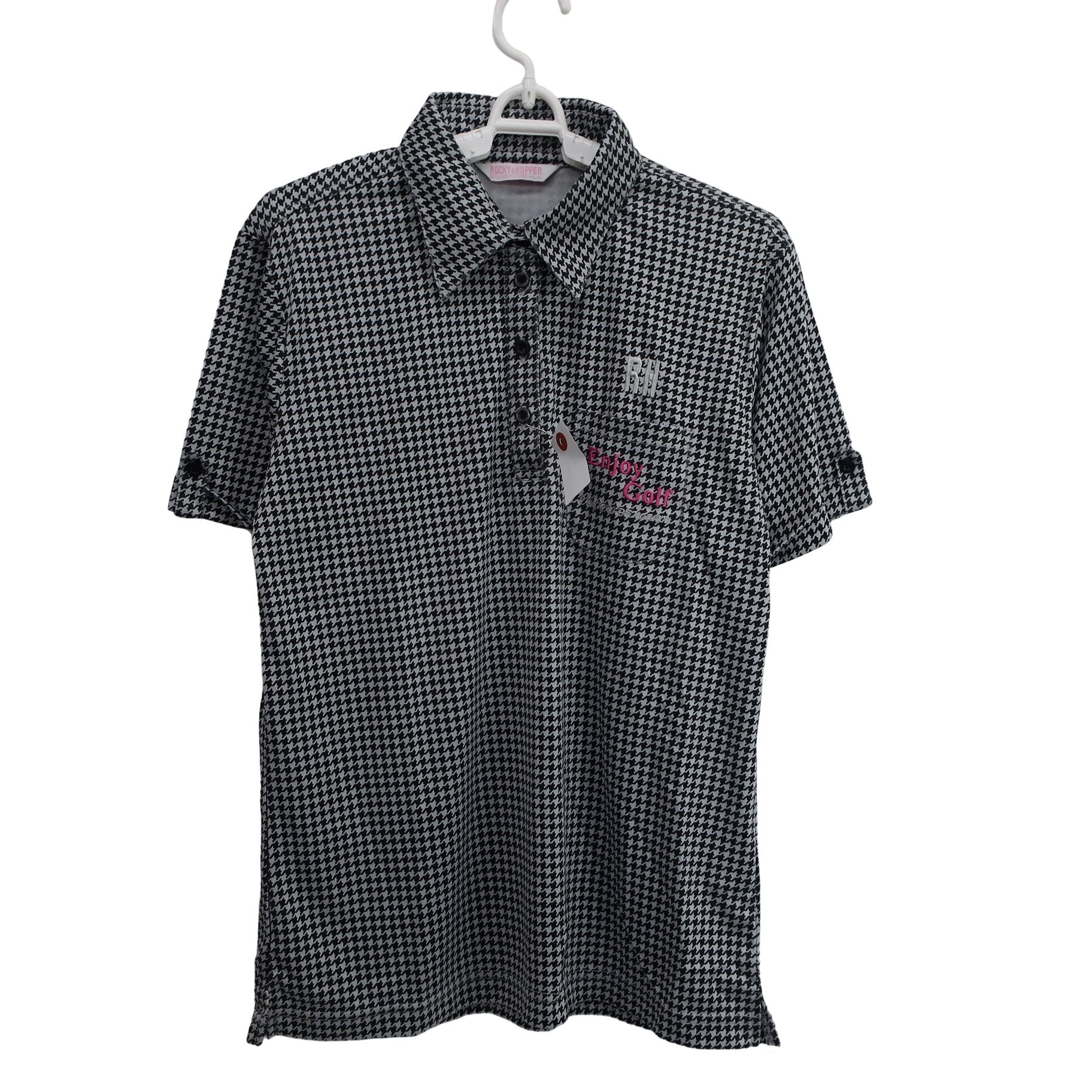 ROCKY&HOPPER(ロッキー＆ホッパー) ポロシャツ 黒千鳥柄 レディース L A