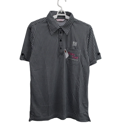 ROCKY&HOPPER(ロッキー＆ホッパー) ポロシャツ 黒千鳥柄 レディース L A