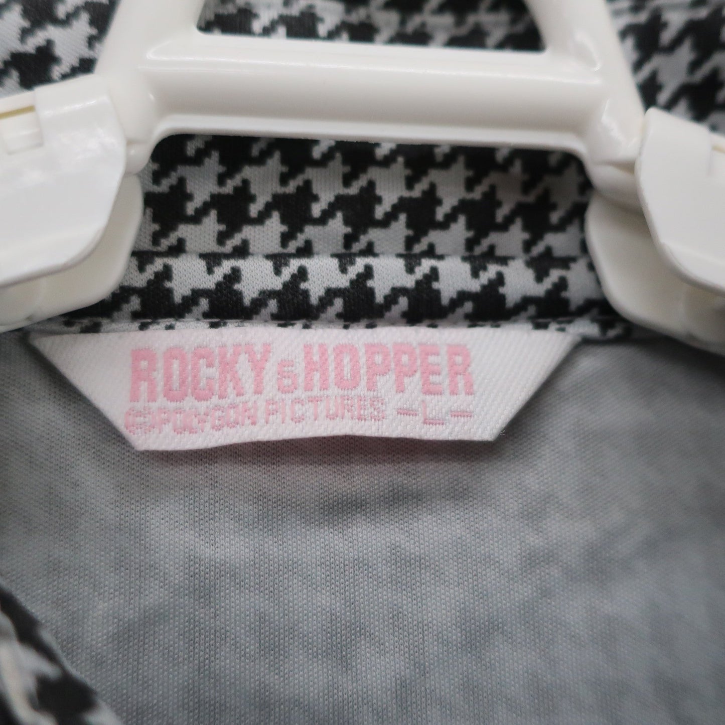 ROCKY&HOPPER(ロッキー＆ホッパー) ポロシャツ 黒千鳥柄 レディース L A