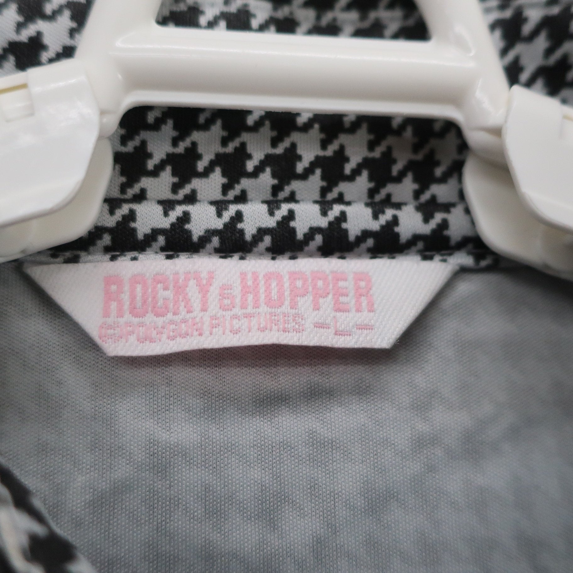 ROCKY&HOPPER(ロッキー＆ホッパー) ポロシャツ 黒千鳥柄 レディース L A