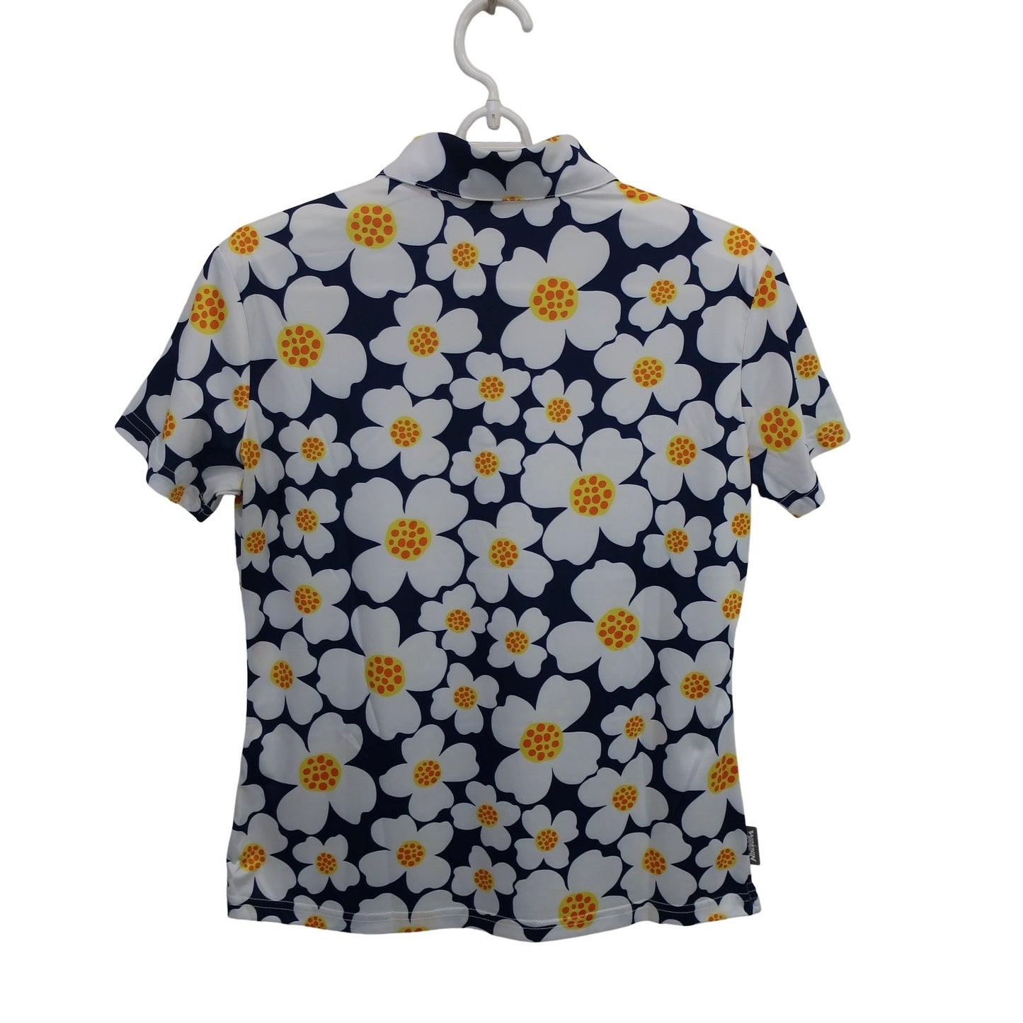 WINWIN STYLE(ウィンウィンスタイル) ポロシャツ ネイビー白花柄 レディース M B