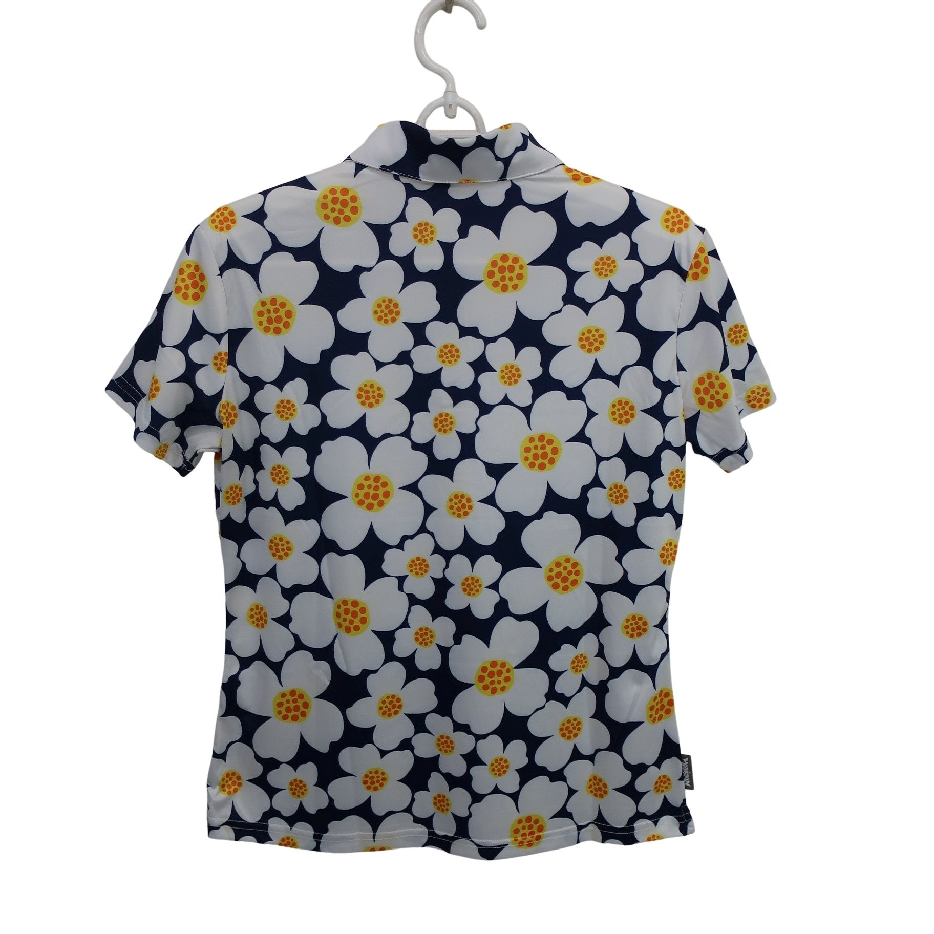 WINWIN STYLE(ウィンウィンスタイル) ポロシャツ ネイビー白花柄 レディース M B