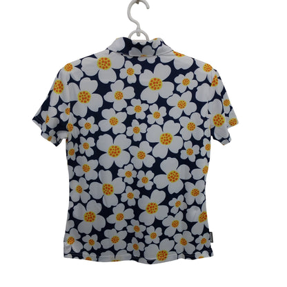 WINWIN STYLE(ウィンウィンスタイル) ポロシャツ ネイビー白花柄 レディース M B