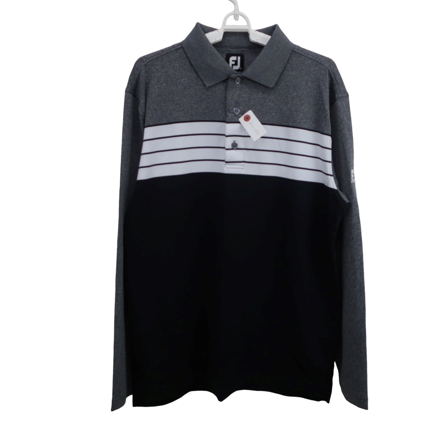 FOOTJOY(フットジョイ) 長袖ポロシャツ グレー白黒 メンズ L A