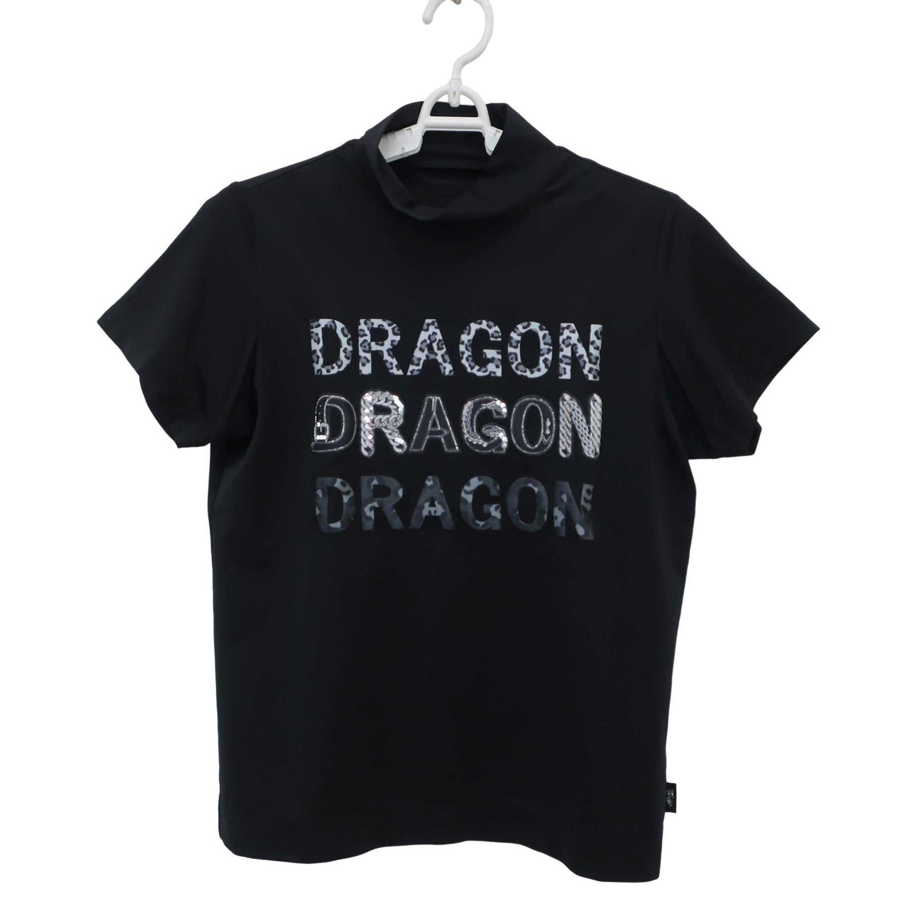 Dance With Dragon(ダンスウィズドラゴン) 半袖モックネックシャツ 黒 レディース 2 D2-164324 A