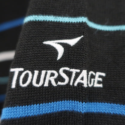 TOURSTAGE(ツアーステージ) ハーフジップセーター 黒白青系ボーダー メンズ M A