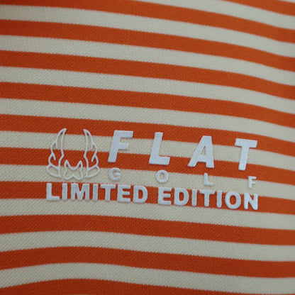FLAT GOLF(フラットゴルフ) 半袖モックネックシャツ オレンジ系ボーダー レディース LL A