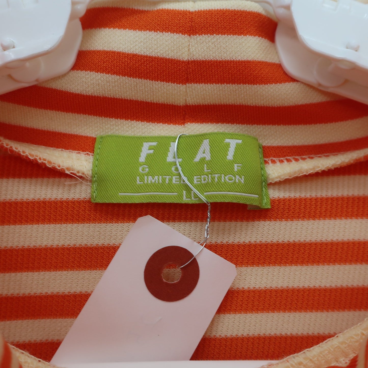 FLAT GOLF(フラットゴルフ) 半袖モックネックシャツ オレンジ系ボーダー レディース LL A