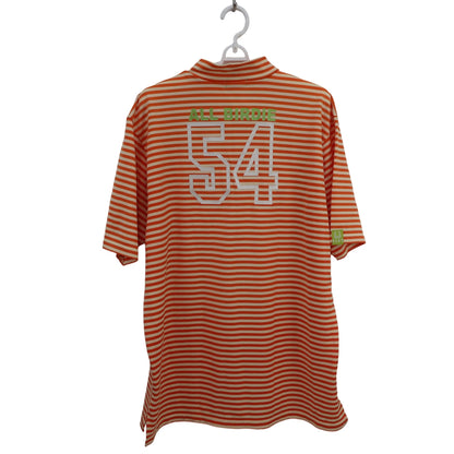 FLAT GOLF(フラットゴルフ) 半袖モックネックシャツ オレンジ系ボーダー レディース LL A