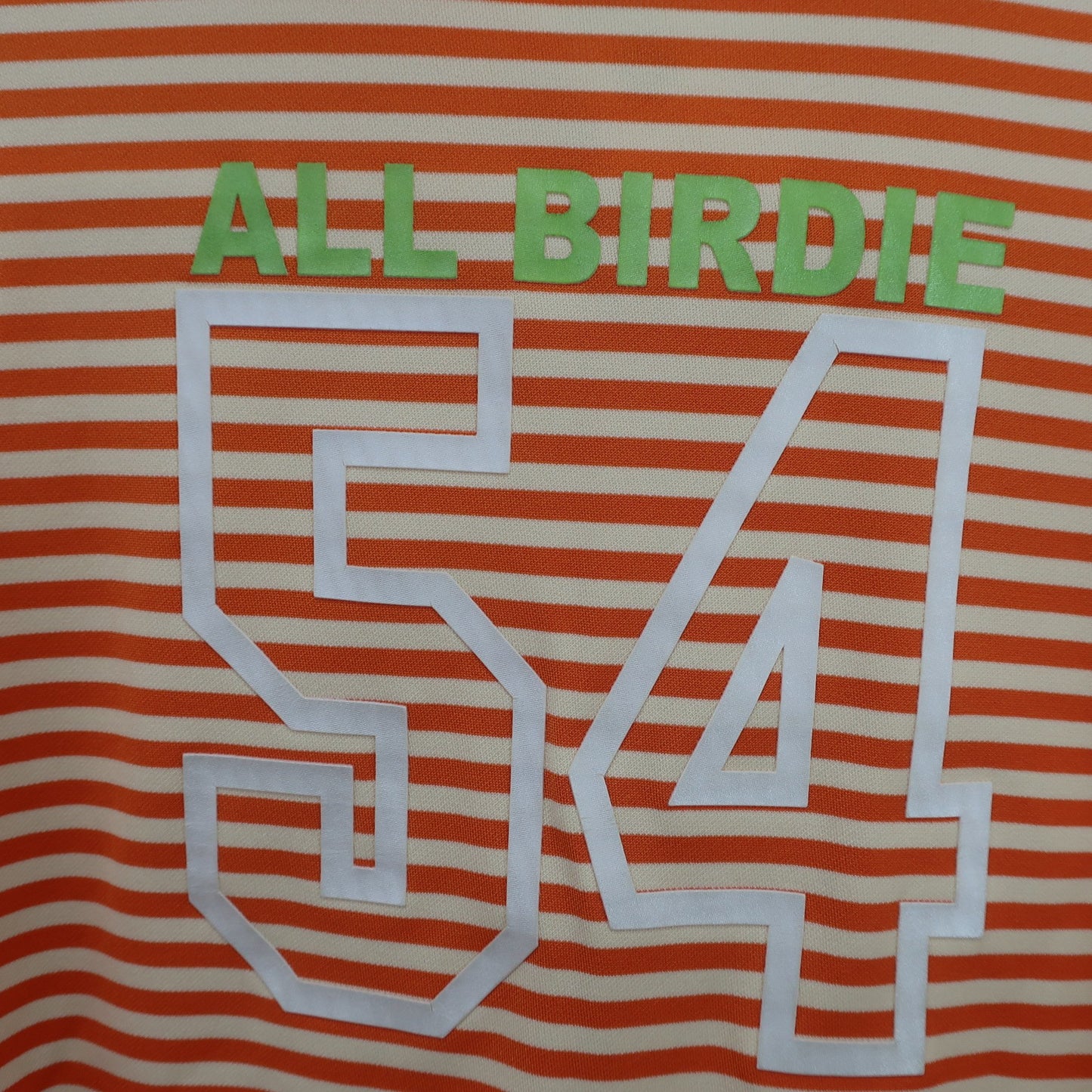 FLAT GOLF(フラットゴルフ) 半袖モックネックシャツ オレンジ系ボーダー レディース LL A