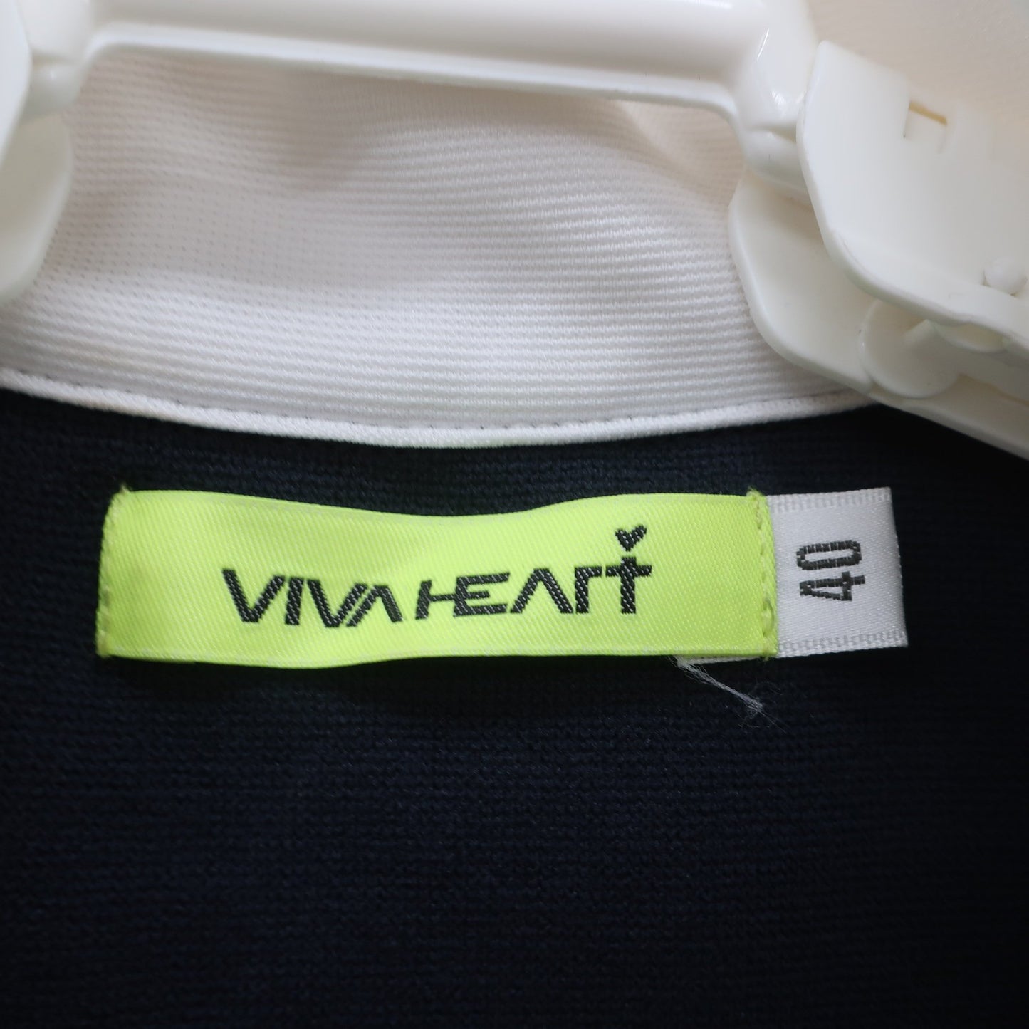 VIVA HEART(ビバハート) ノースリーブハーフジップシャツ ネイビー白 レディース 40 A