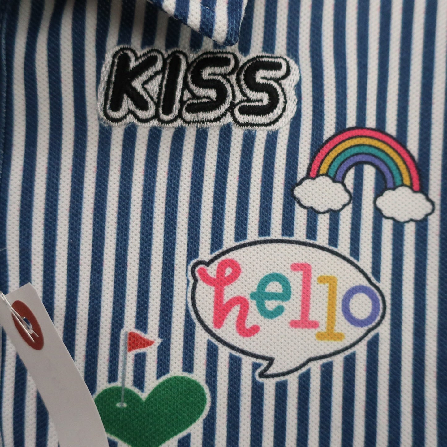 KISS ON THE GREEN(キスオンザグリーン) 長袖ポロシャツ 青白ストライプ レディース 3 A