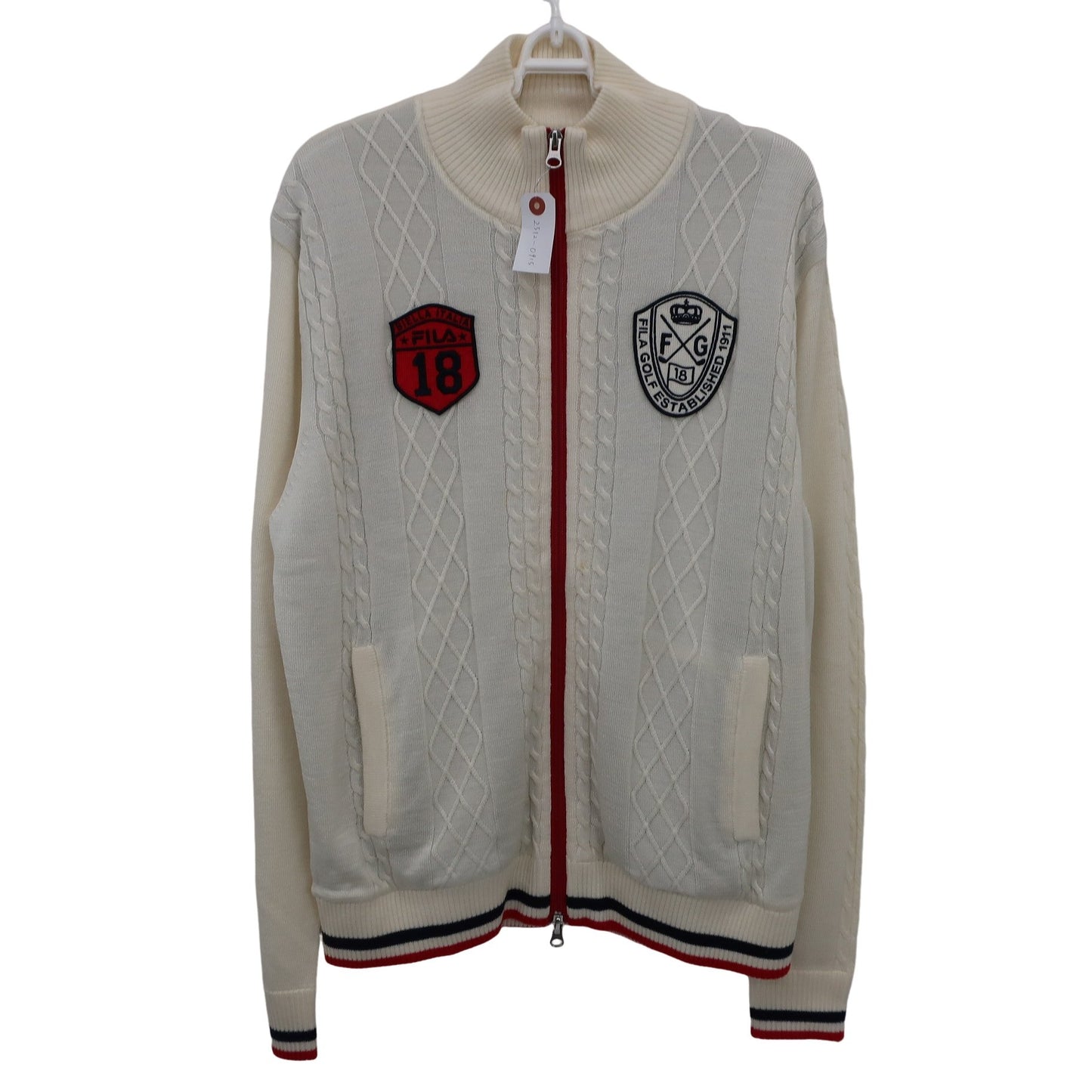 FILA GOLF(フィラゴルフ) フルジップセーター 白 メンズ L A