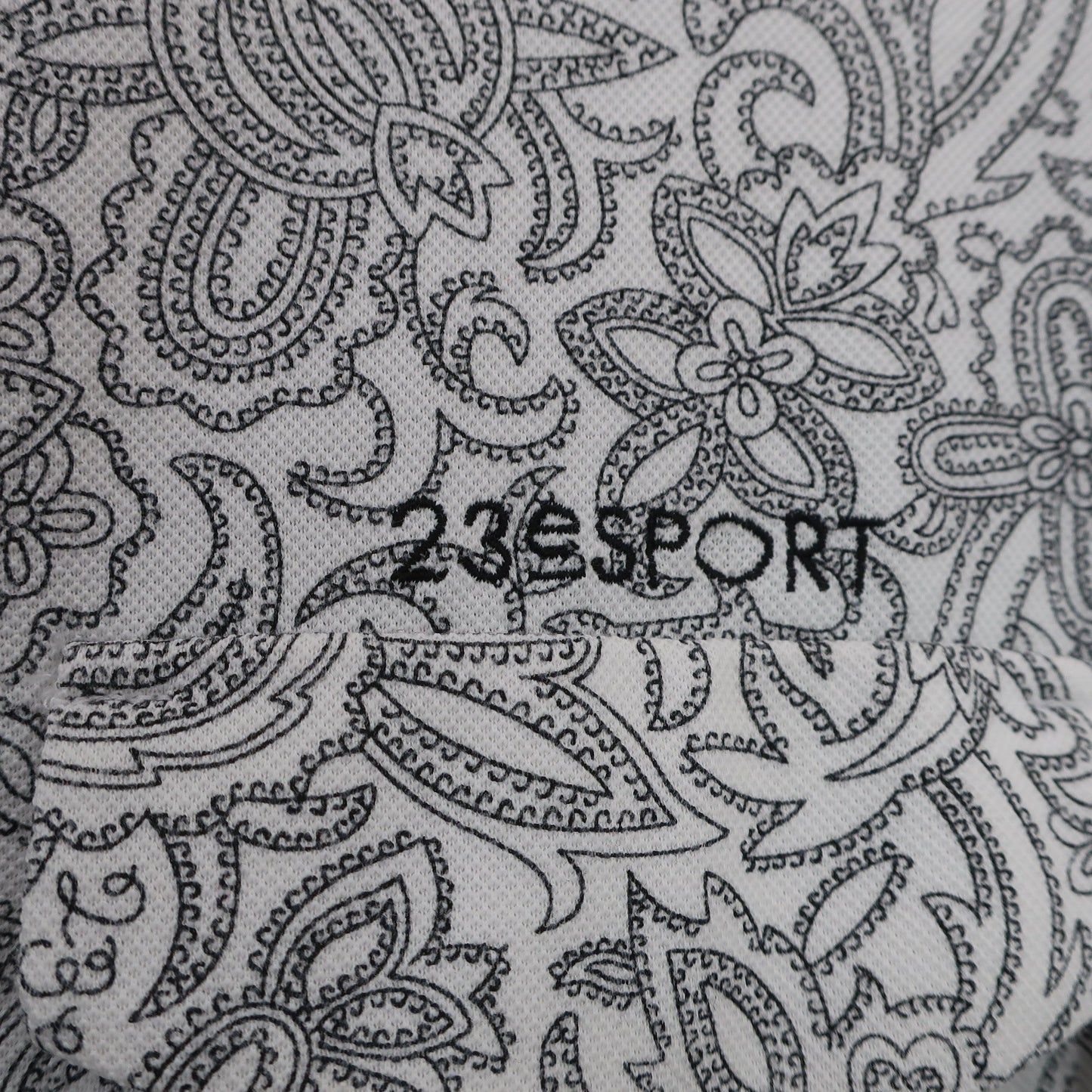 23区 SPORT(23区スポーツ) ポロシャツ 白黒ペイズリー柄 メンズ M A
