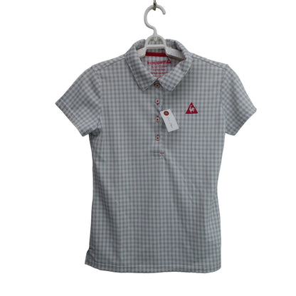 le coq sportif(ルコックスポルティフ) ポロシャツ 白グレーチェック レディース S A