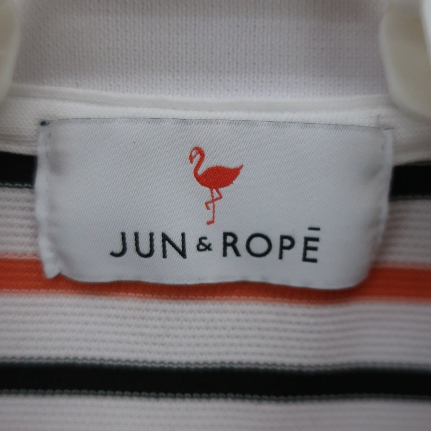 Jun and Rope(ジュン アンド ロペ) ポロシャツ 白オレンジ黒ボーダー レディース L A