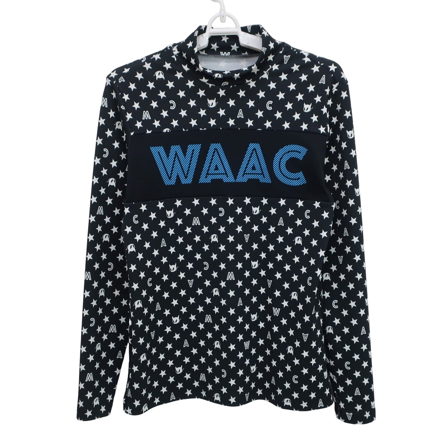 WAAC(ワック) 長袖モックネックシャツ 黒白星柄 レディース 2 072222072-0005 A