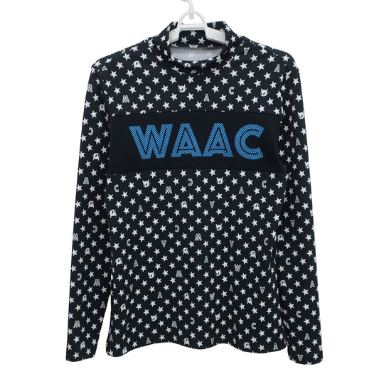 WAAC(ワック) 長袖モックネックシャツ 黒白星柄 レディース 2 072222072-0005 A