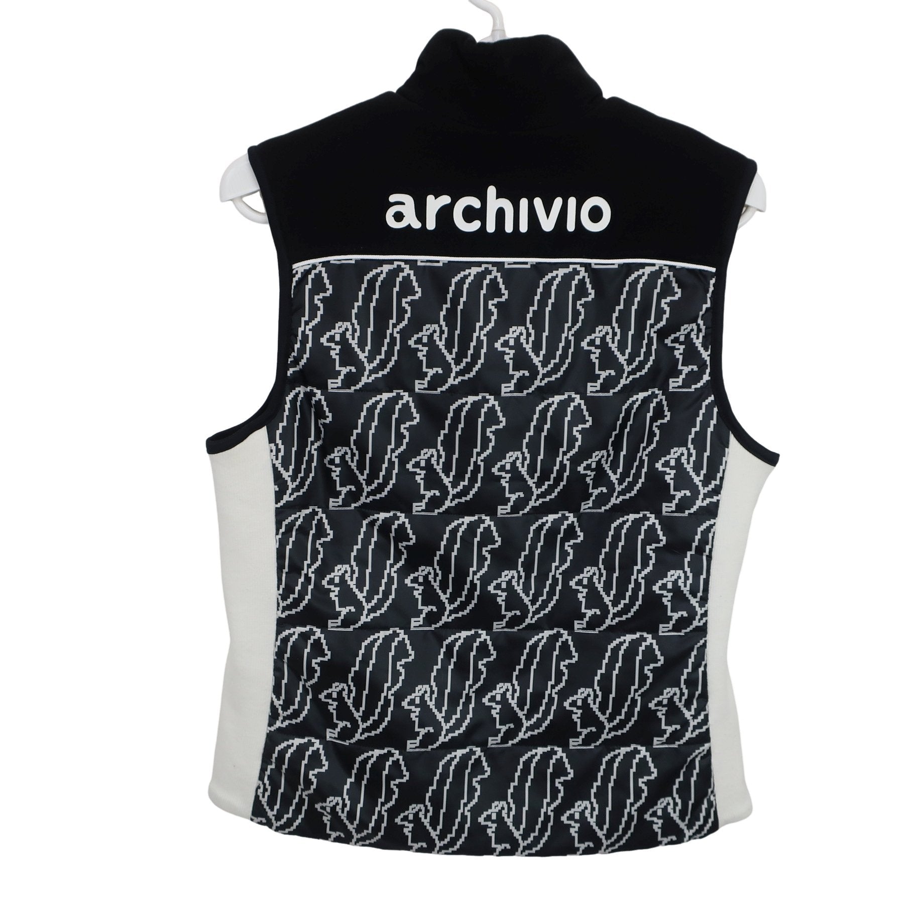 archivio(アルチビオ) リバーシブルナイロンベスト 黒白総柄 レディース 36 A914951 A