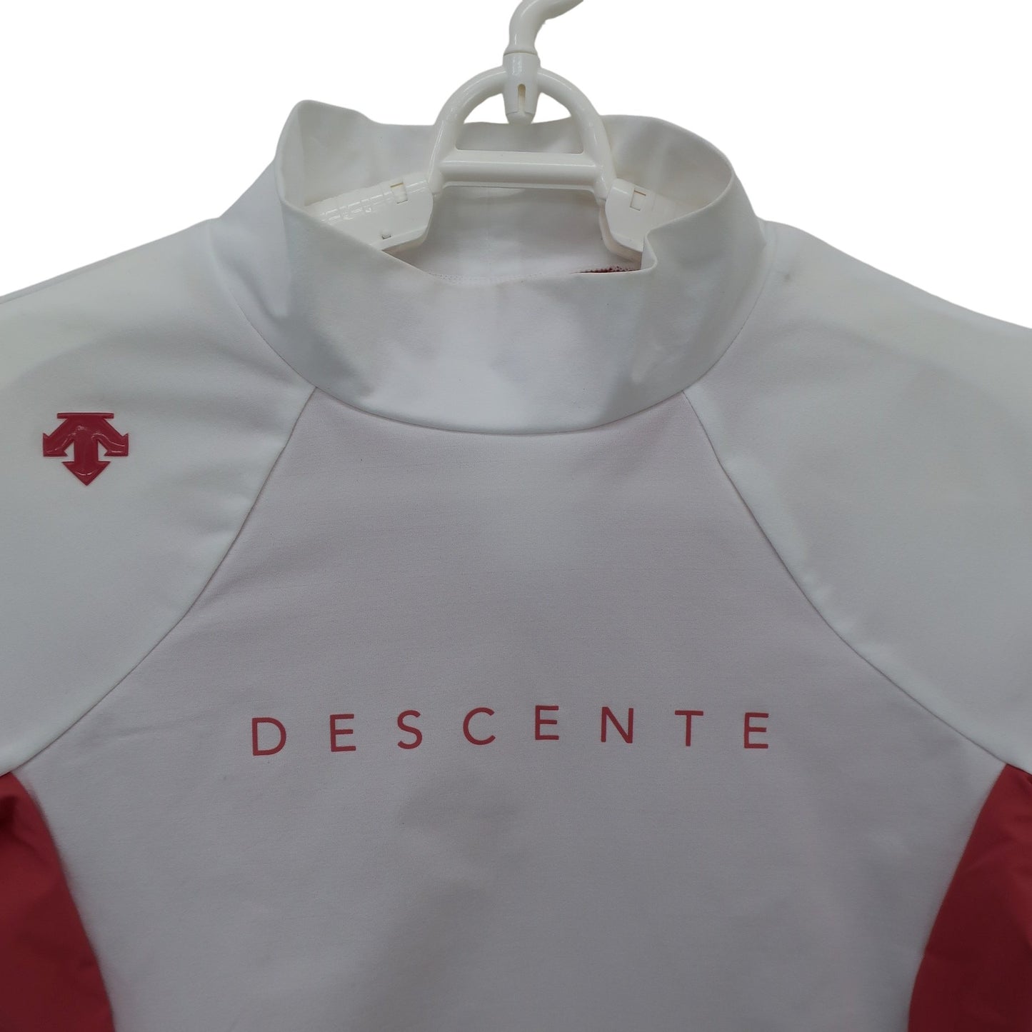DESCENTE(デサント) 半袖モックネックシャツ 白ピンク レディース M A