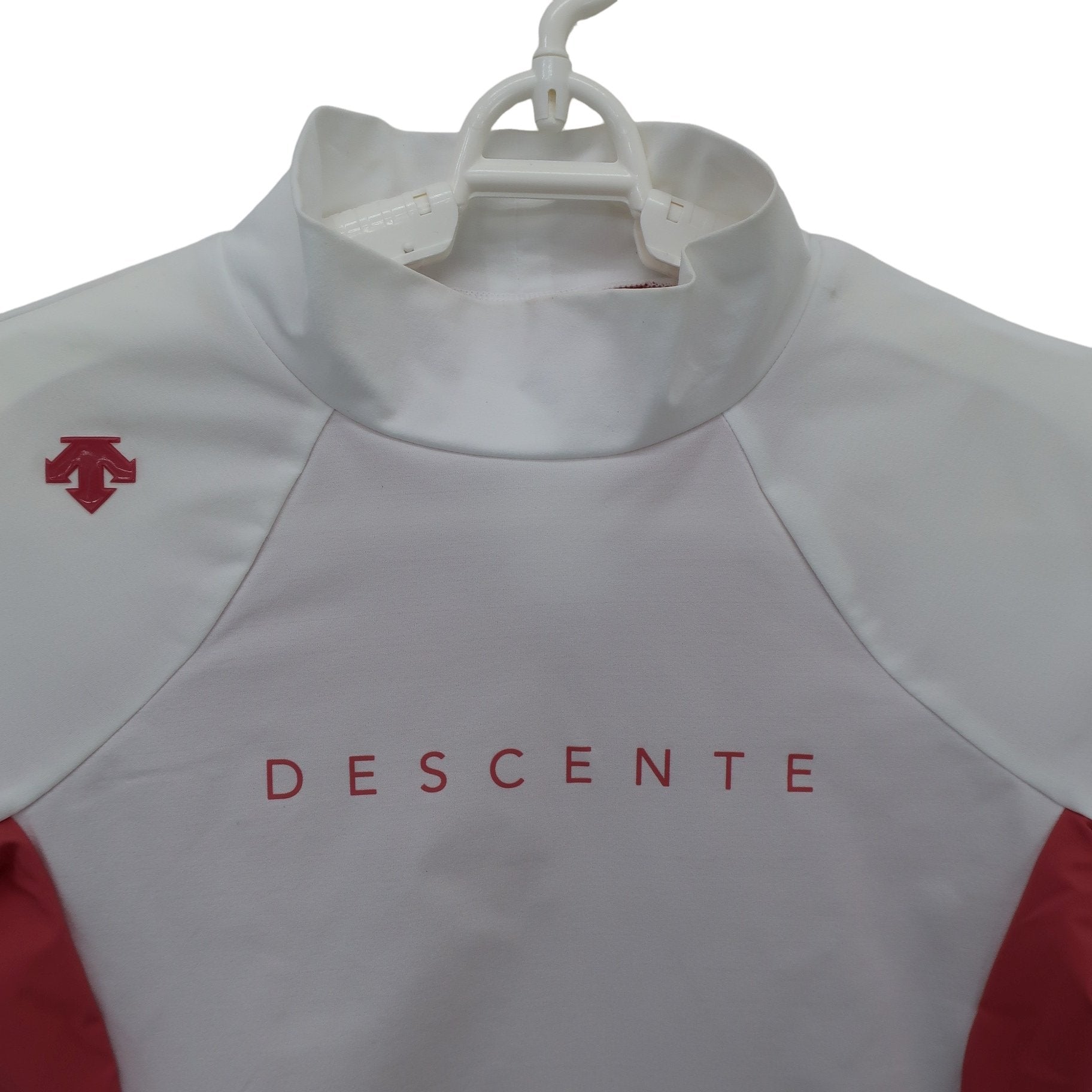DESCENTE(デサント) 半袖モックネックシャツ 白ピンク レディース M A