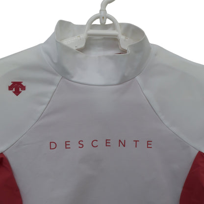 DESCENTE(デサント) 半袖モックネックシャツ 白ピンク レディース M A