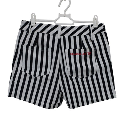 Cuarto UNITED(クアルトユナイテッド) ショートパンツ 白黒ストライプ レディース L A